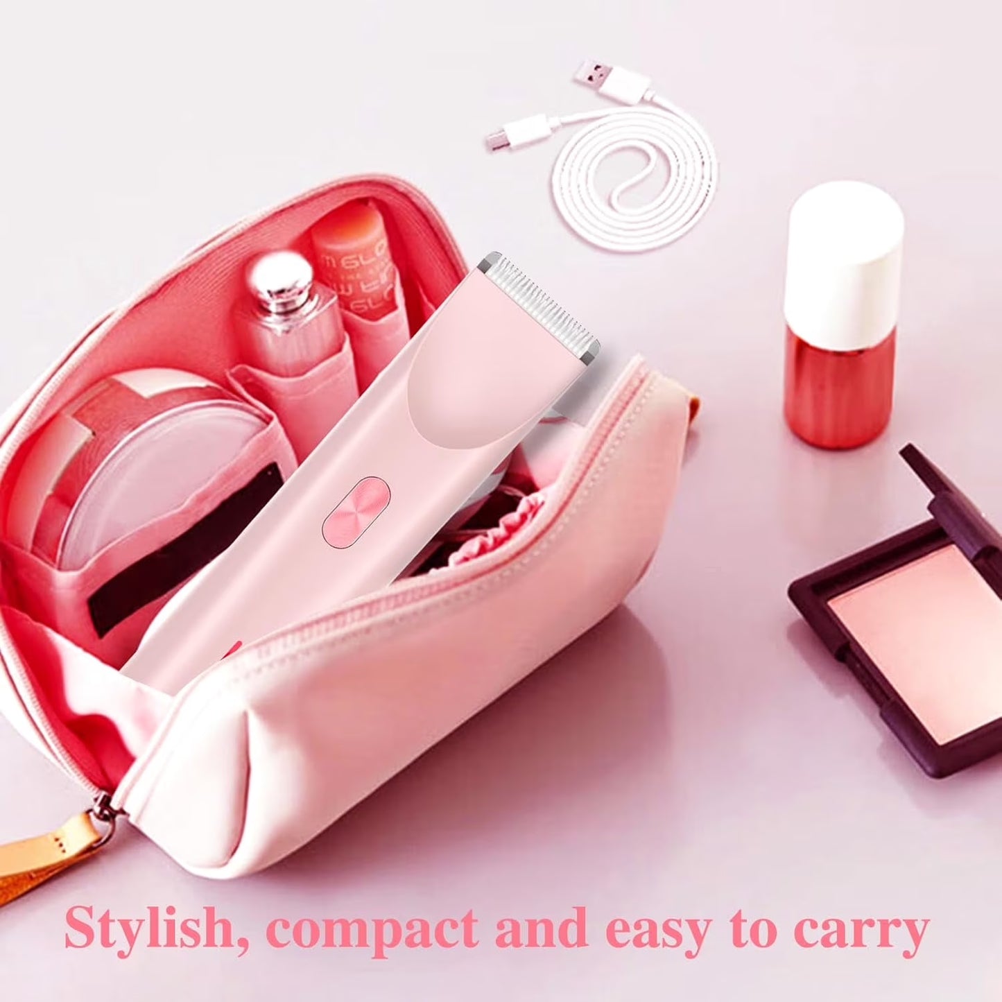 Electric Razors for Women,2 in 1 Bikini Shaver Trimmer for Women,Ipx7 Waterproof Rechargeable Dusk Razor, Body Painless Razor for Face Leg Underarm Arm Pink