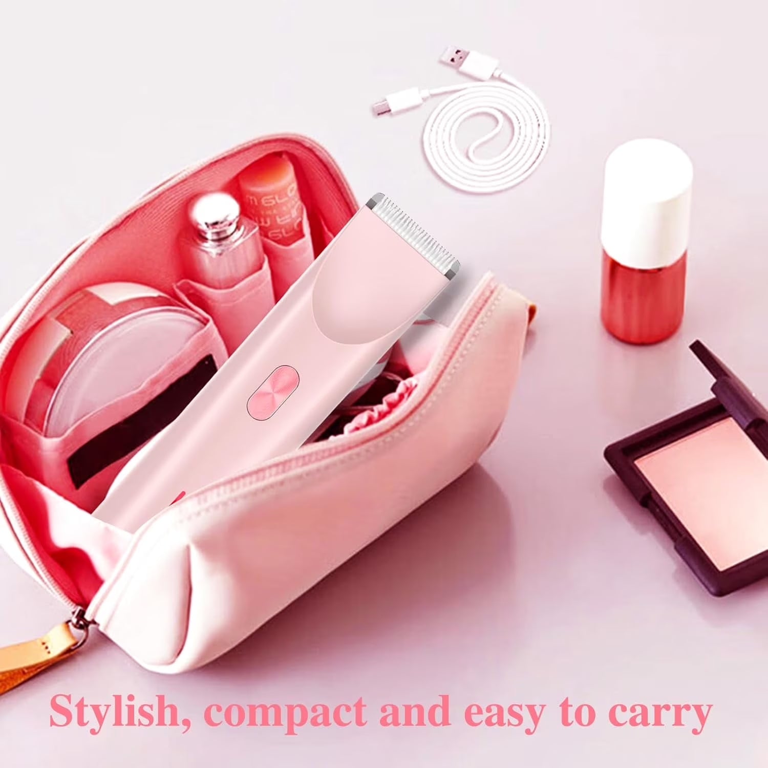 Electric Razors for Women,2 in 1 Bikini Shaver Trimmer for Women,Ipx7 Waterproof Rechargeable Dusk Razor, Body Painless Razor for Face Leg Underarm Arm Pink