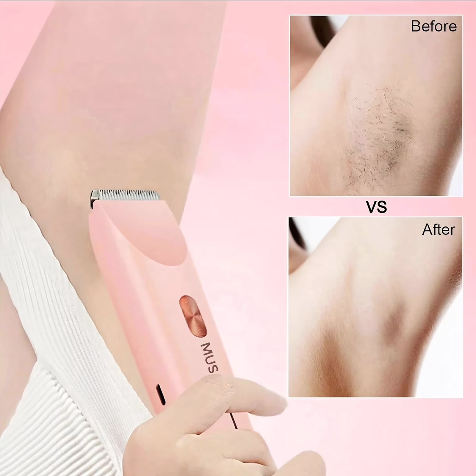 Electric Razors for Women,2 in 1 Bikini Shaver Trimmer for Women,Ipx7 Waterproof Rechargeable Dusk Razor, Body Painless Razor for Face Leg Underarm Arm Pink