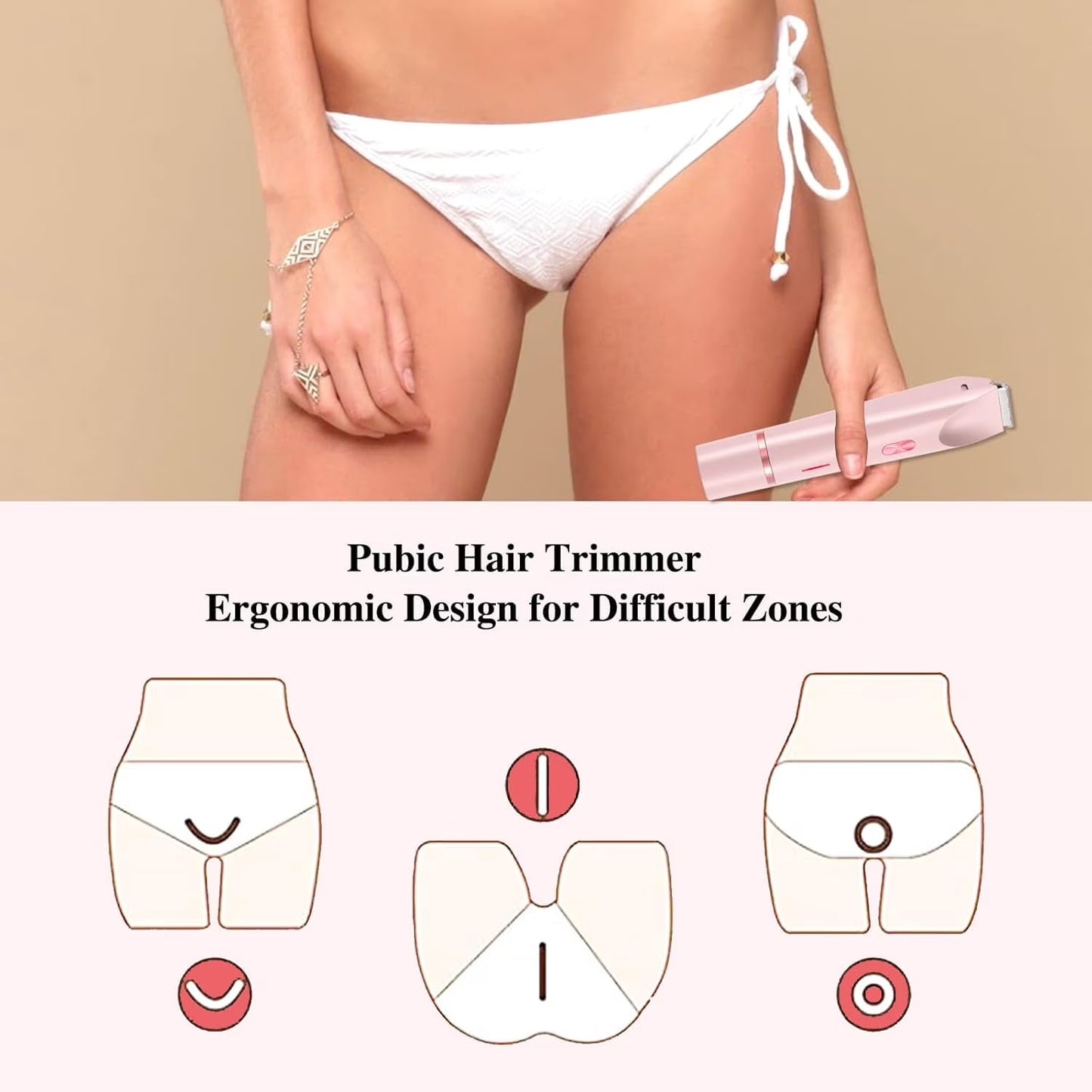 Electric Razors for Women,2 in 1 Bikini Shaver Trimmer for Women,Ipx7 Waterproof Rechargeable Dusk Razor, Body Painless Razor for Face Leg Underarm Arm Pink