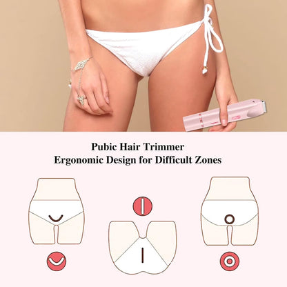 Electric Razors for Women,2 in 1 Bikini Shaver Trimmer for Women,Ipx7 Waterproof Rechargeable Dusk Razor, Body Painless Razor for Face Leg Underarm Arm Pink