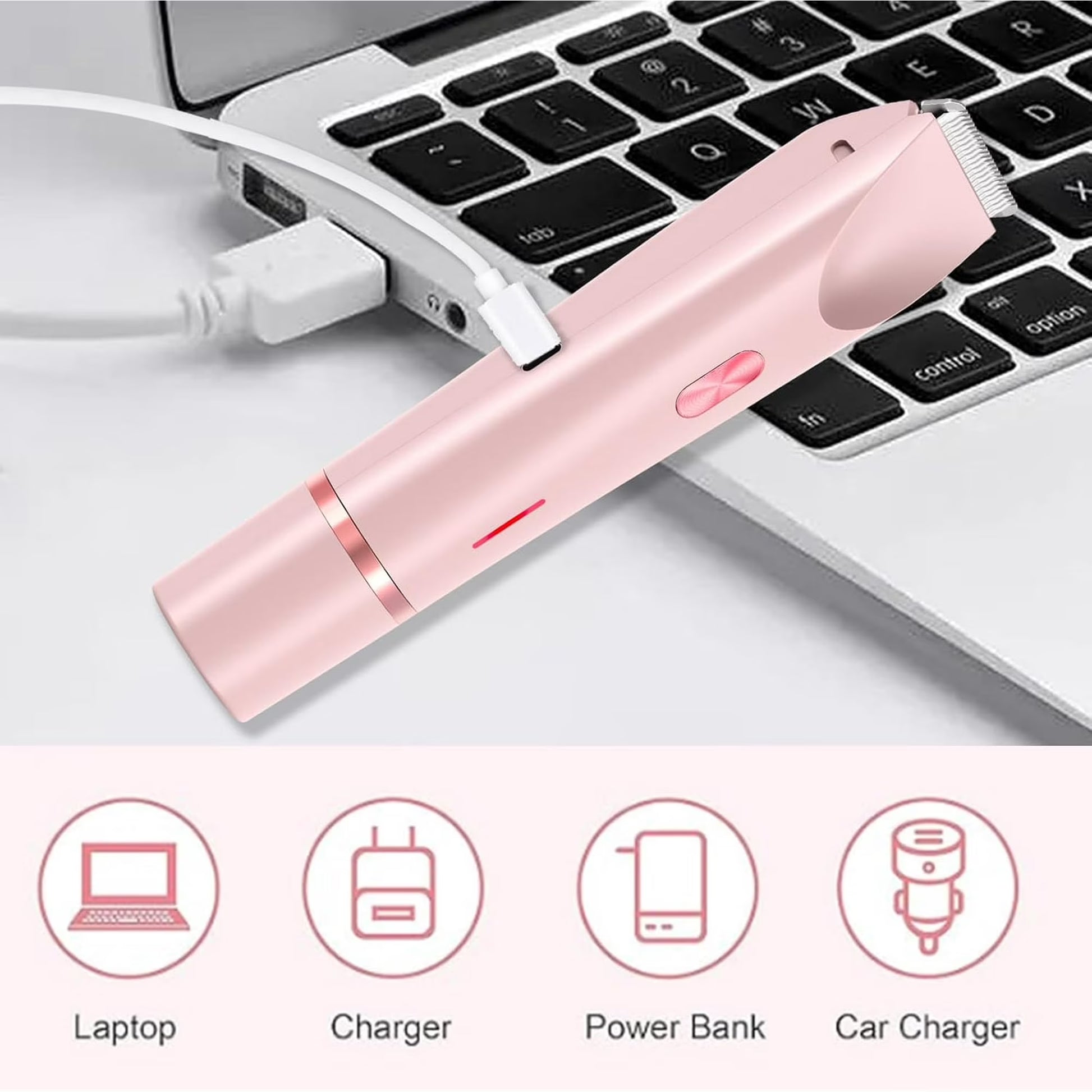 Electric Razors for Women,2 in 1 Bikini Shaver Trimmer for Women,Ipx7 Waterproof Rechargeable Dusk Razor, Body Painless Razor for Face Leg Underarm Arm Pink